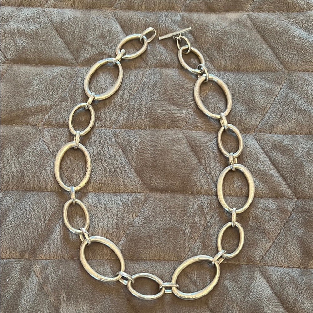 James Avery Hammered Silver Stylish Oval Link Necklace 925 Retired